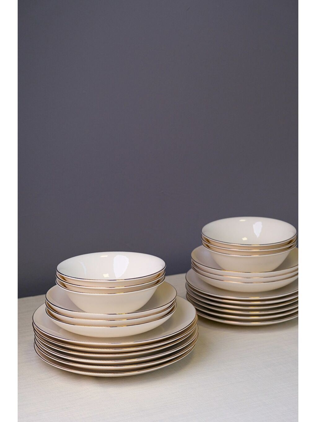 Beyaz Chic Altın Yaldız Porselen Yemek Takımı 24 Parça 6 Kişilik-4