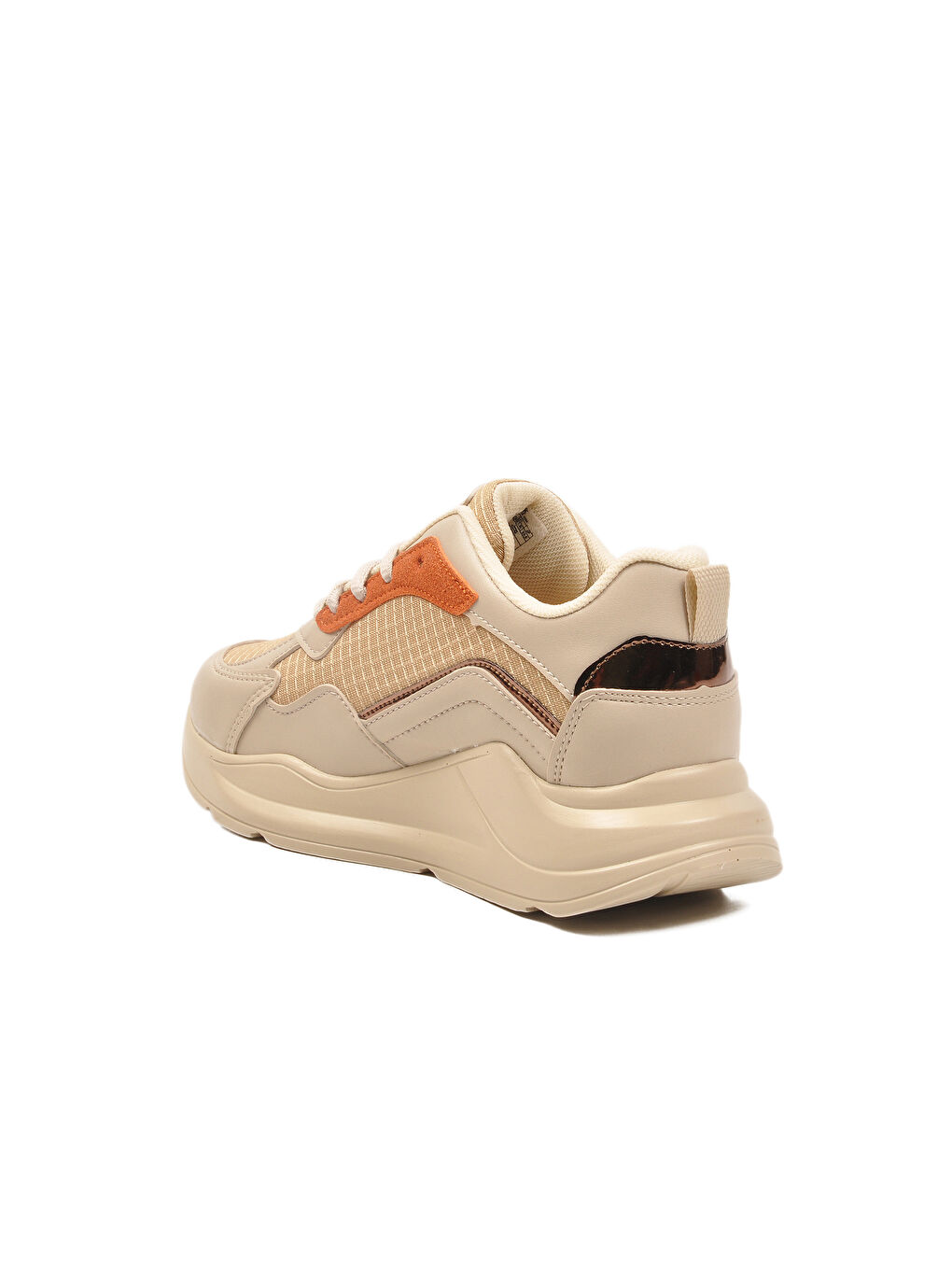 Bej Turuncu Kalın Taban Bağcıklı Kadın Spor Ayakkabı 051 G-3