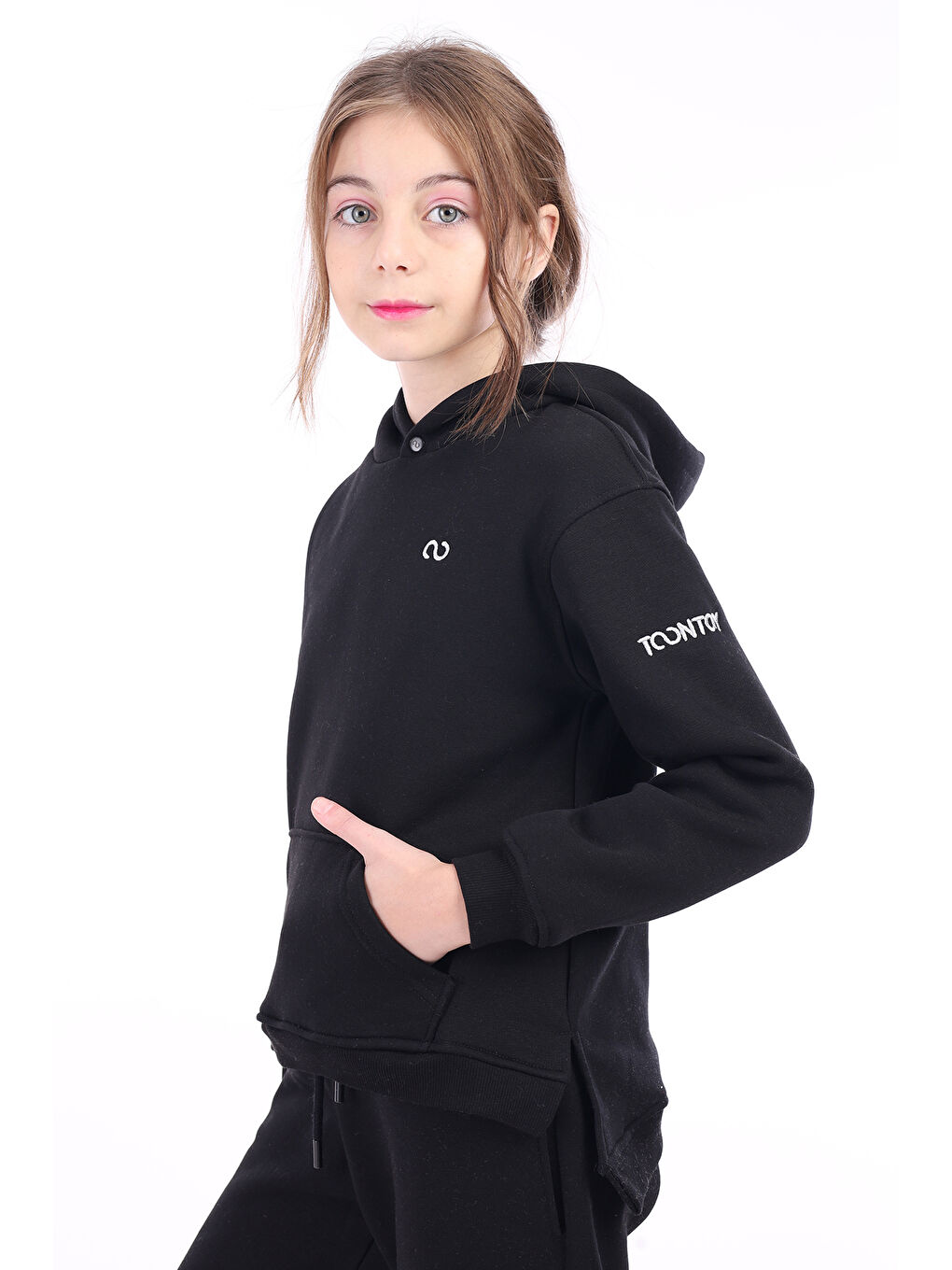 Siyah Kız Çocuk Nakışlı Sweatshirt