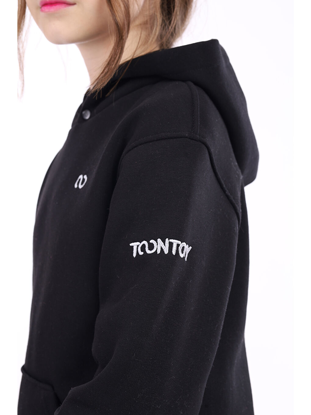 Siyah Kız Çocuk Nakışlı Sweatshirt-2