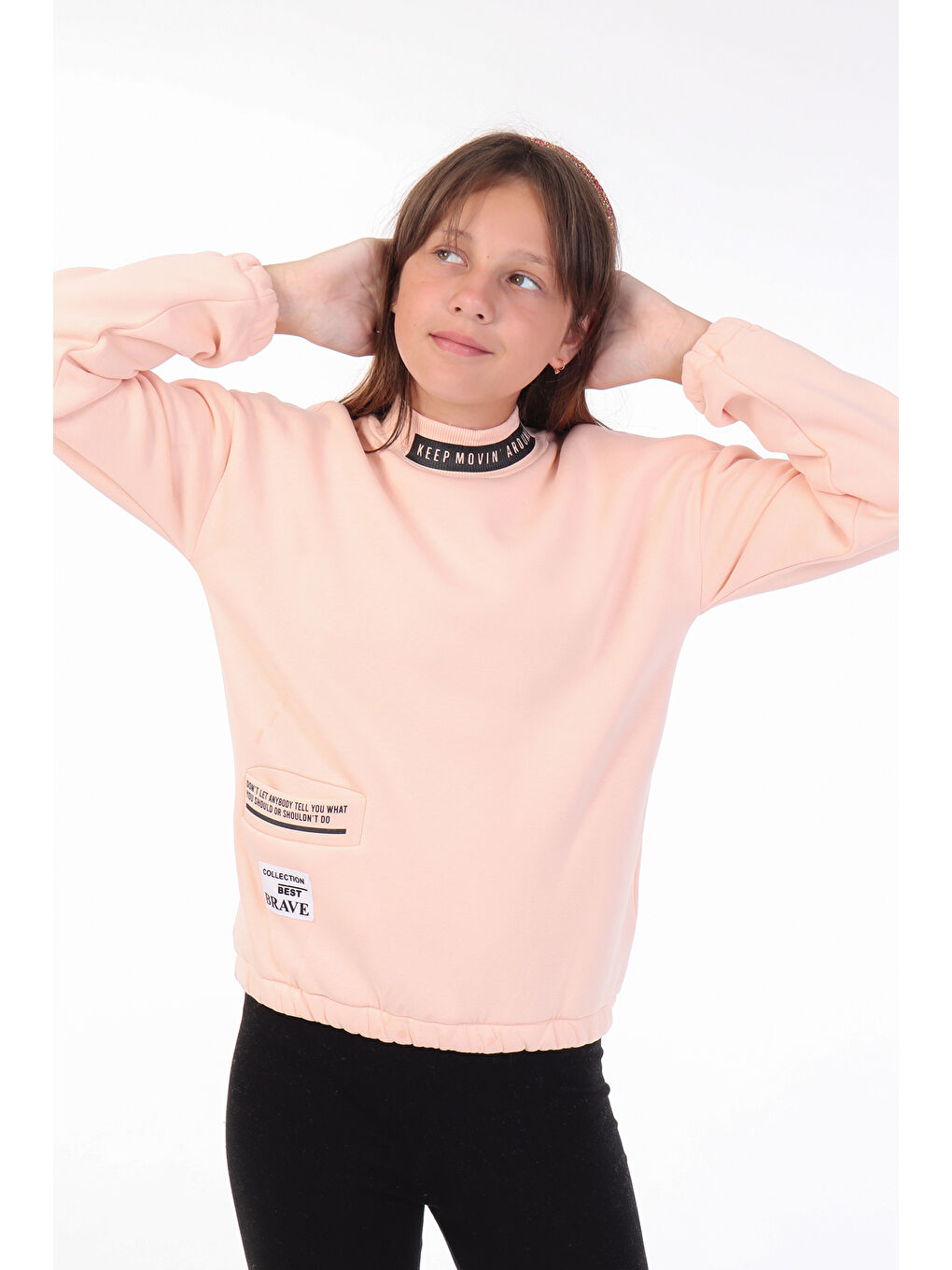 Pembe Kız Çocuk Baskılı Sweatshirt-2