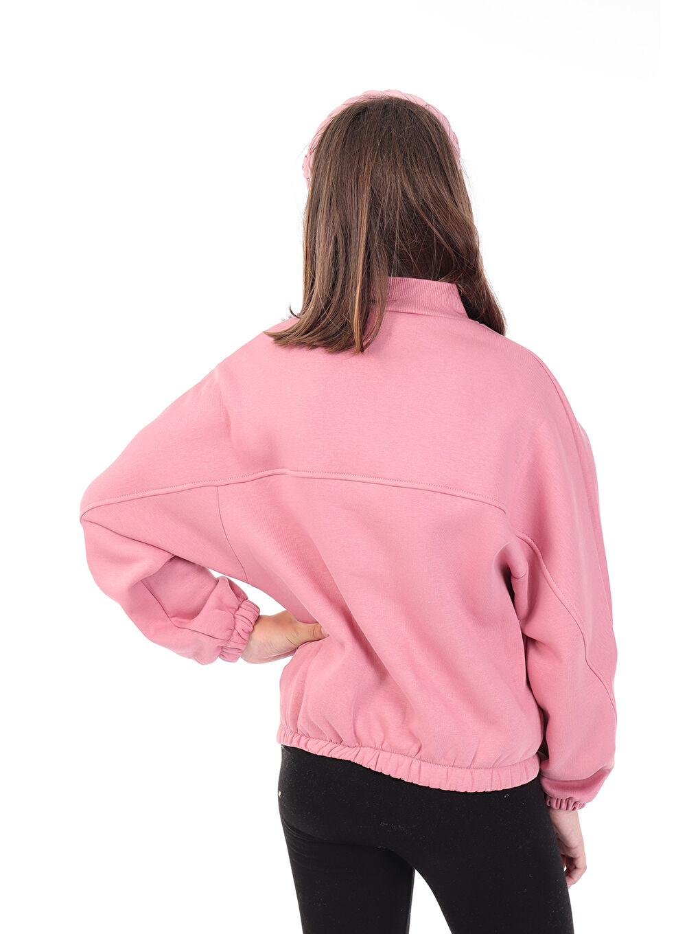 Pembe Kız Çocuk Nakışlı Sweatshirt-1