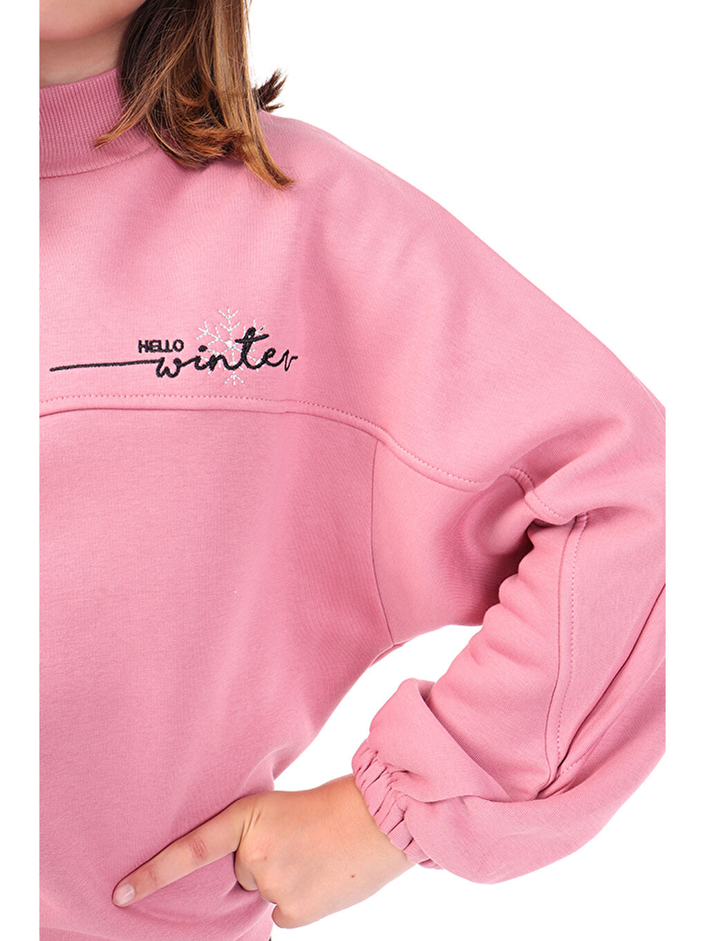 Pembe Kız Çocuk Nakışlı Sweatshirt-2