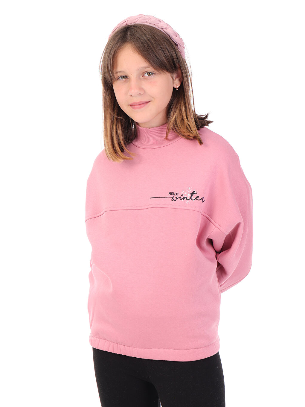Pembe Kız Çocuk Nakışlı Sweatshirt-3