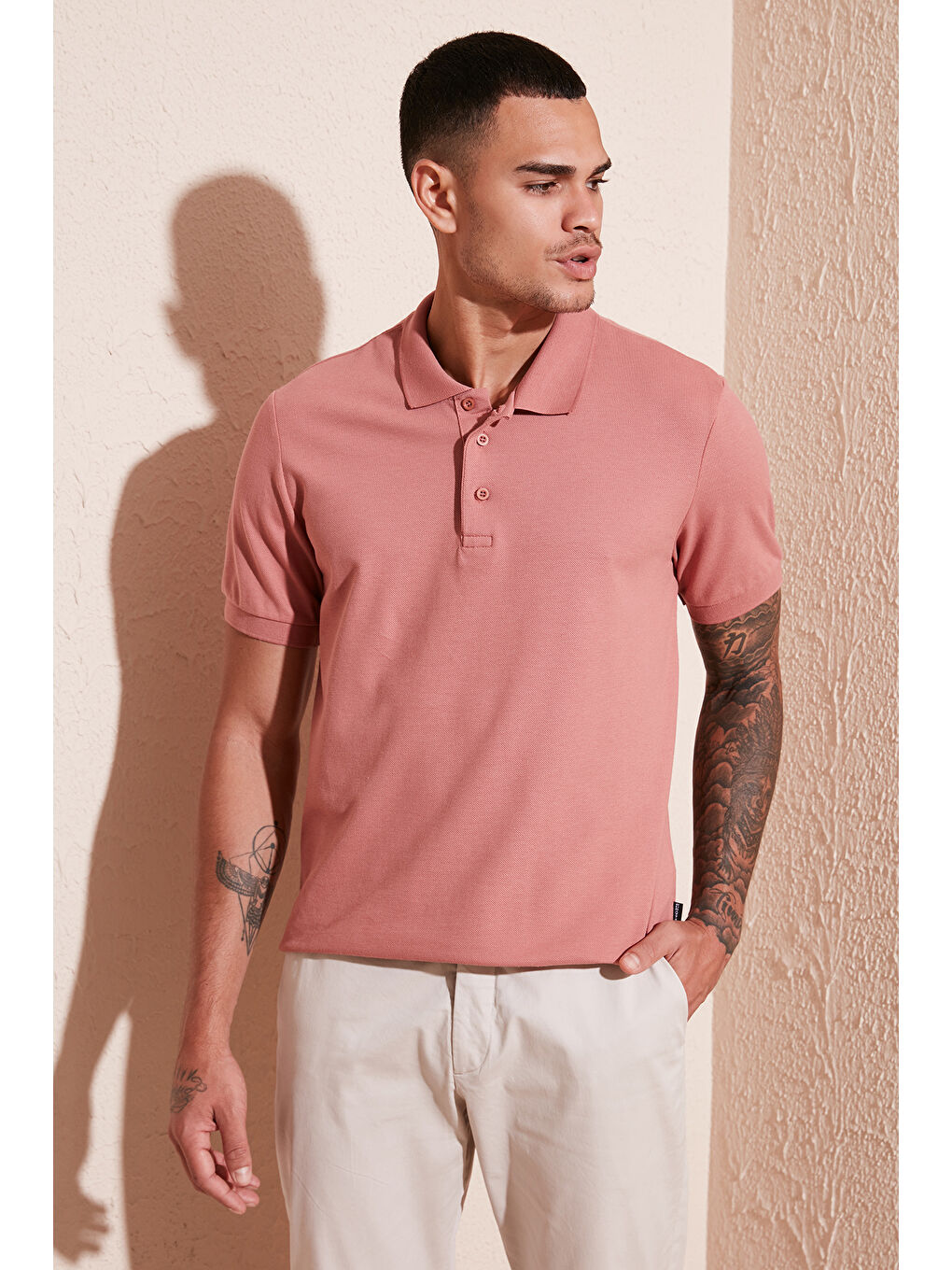 Pembe Pamuklu Regular Fit Düğmeli Polo Yaka 4'lü Paket T Shirt 5902127S4-4