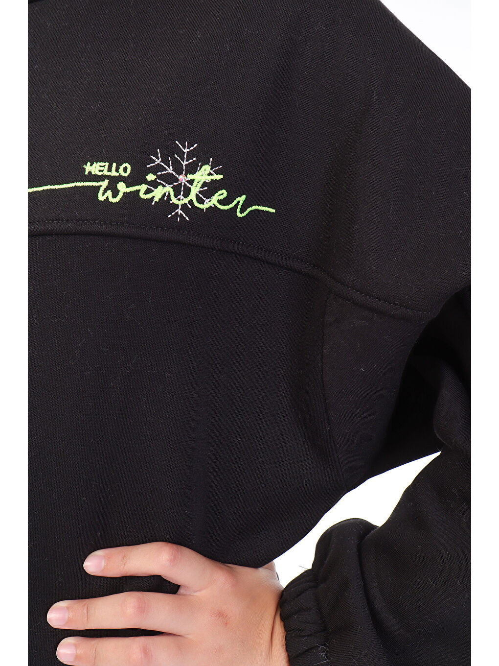 Siyah Kız Çocuk Nakışlı Sweatshirt-2