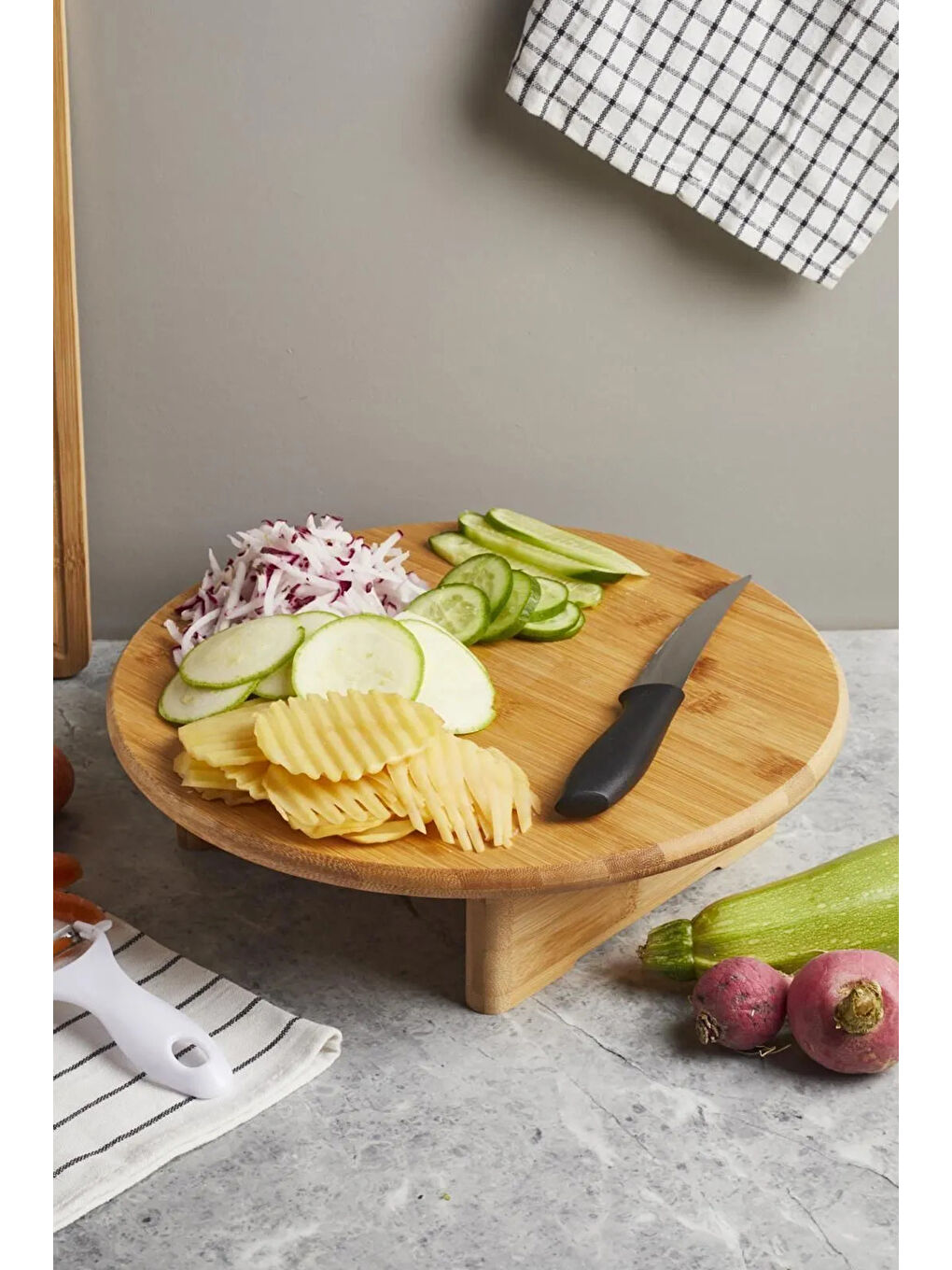 Kahverengi 15768 Soho 32 Stand Doğrama Tahtası Antibakteriyel Doğal Kesme Tahtası Doğrama Sunum Servis