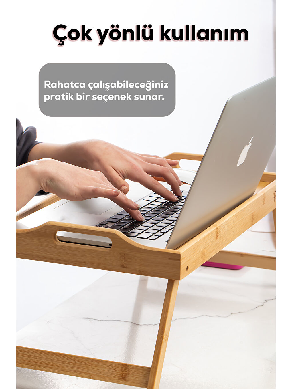 Kahverengi Soho Katlanır Ayaklı Bambu Yatak Keyif Servis Tepsisi İkramlık Tepsi 50x30-1