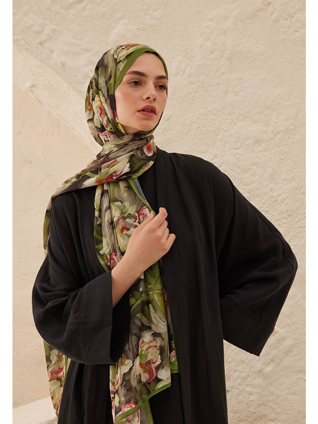 Lavinia Desen Rami Şal Siyah-1