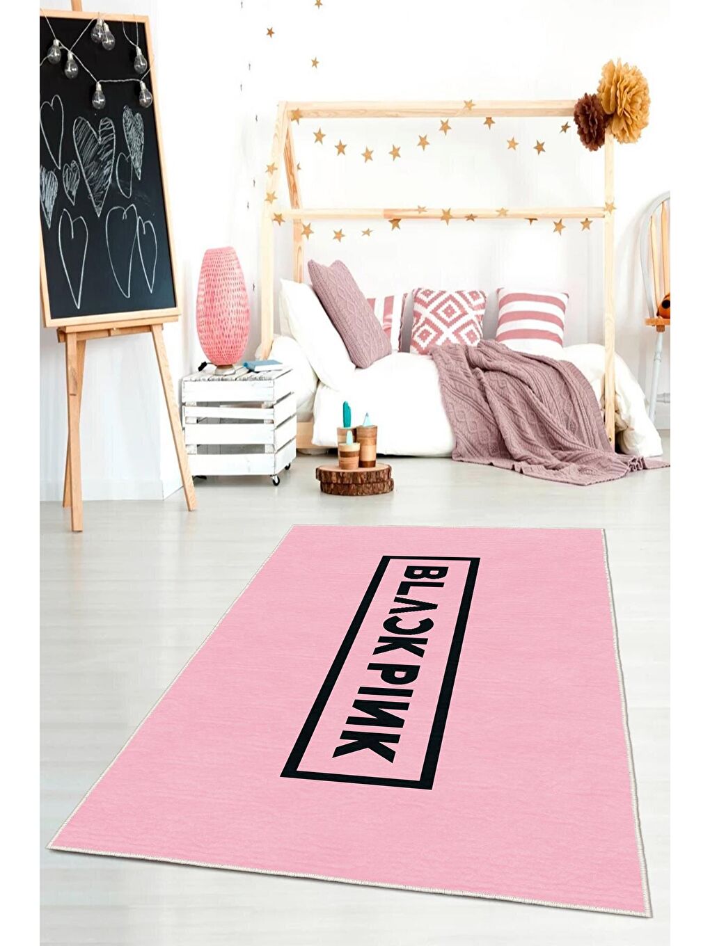 Homefesto Pembe Dekoratif Özel Tasarım Yıkanabilir, Modern Halı  120 x 180 cm - 2