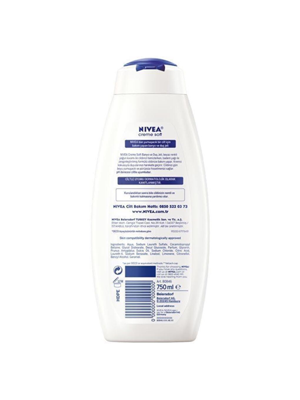 NIVEA Duş Jeli Creme Soft Kremsi Dokunuş 750 ml, Badem Yağı, Vücut Ne mlendirme, Ekonomik Boy - 4