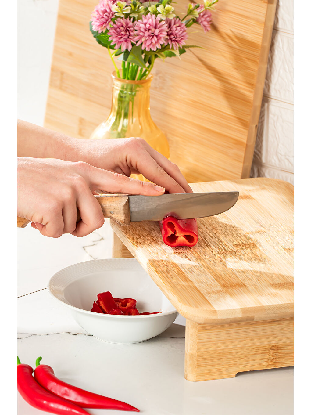 Haki Soho Standlı Bambu Doğrama Tahtası 14982 Kesme Tahtası 33,5x22 Cm-3