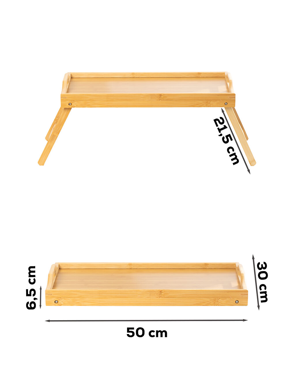 Kahverengi Soho Katlanır Ayaklı Bambu Yatak Keyif Servis Tepsisi İkramlık Tepsi 50x30-7