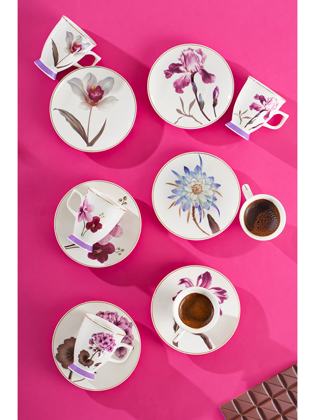 Beyaz 16864 Begonvil 6 Kişilik 12 Parça Porselen Kahve Takımı-1