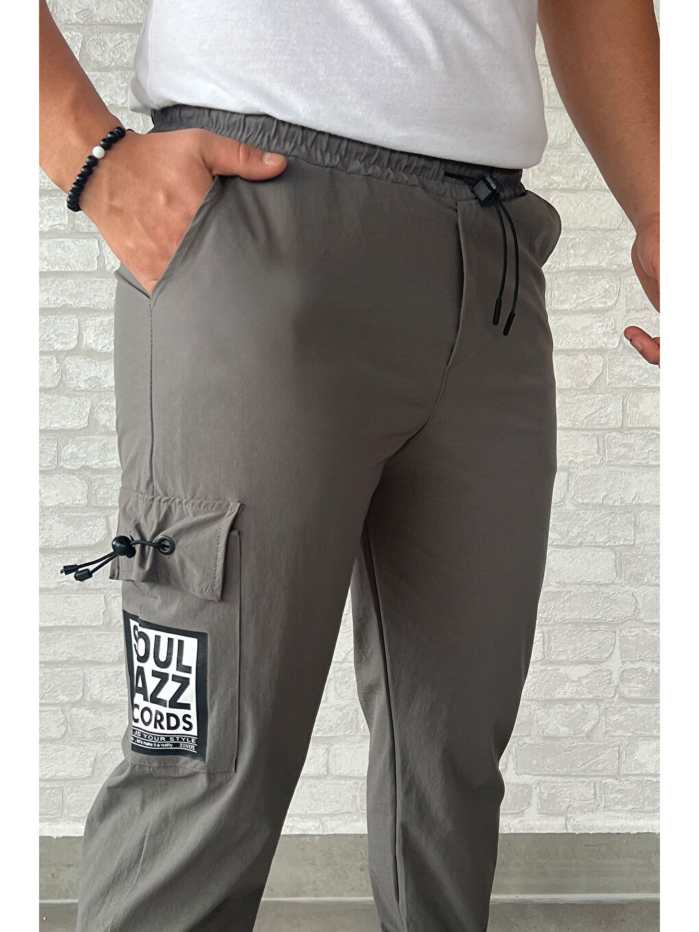 Mishar İtalia Haki Paraşüt Paça Cırtlı Slim Fit Jogger Pantolon - 7