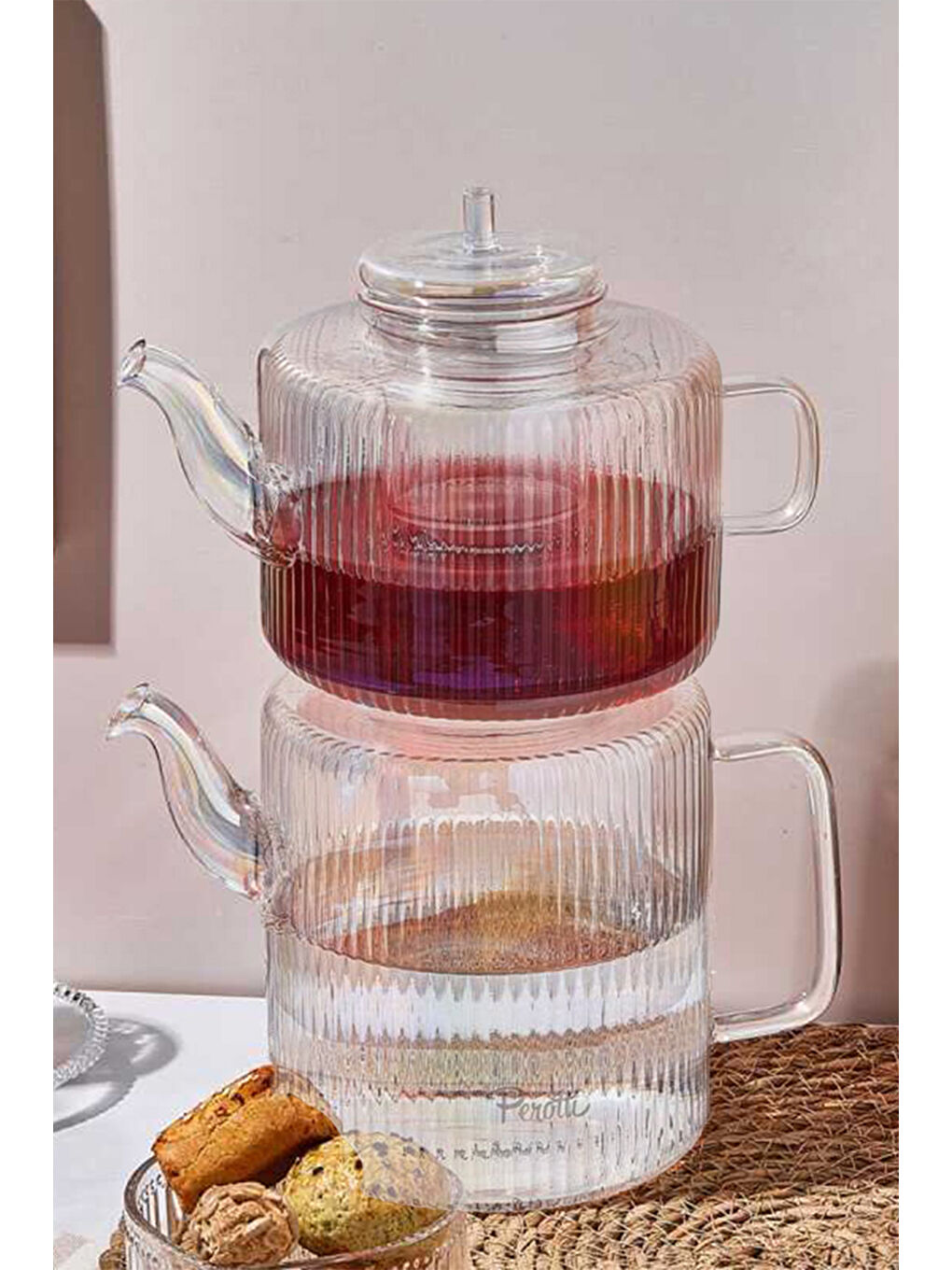 Renksiz 16801 Tobby Line Borosilikat Çaydanlık 1.1L+1.75L