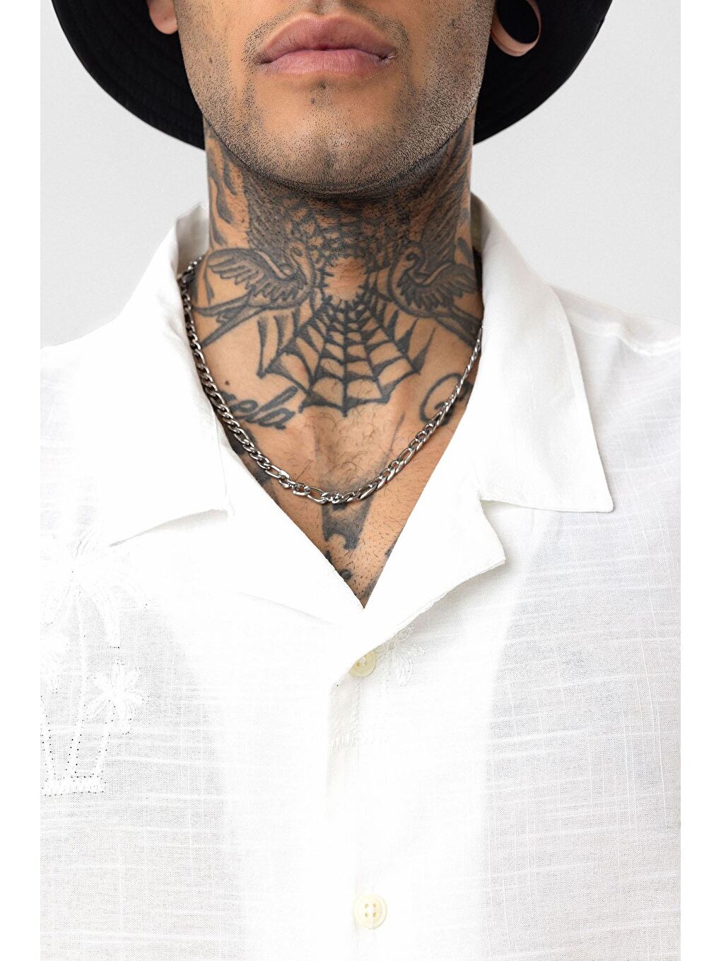 Oversize Nakış Detaylı Kısa Kol Gömlek Ekru-5