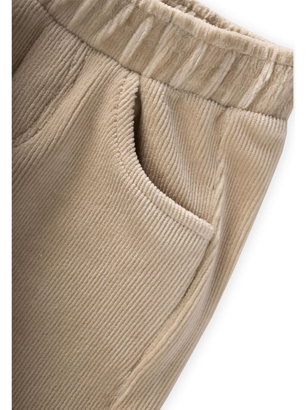 Fitilli Kadife Pantolon 8-12 Yaş Bej-3