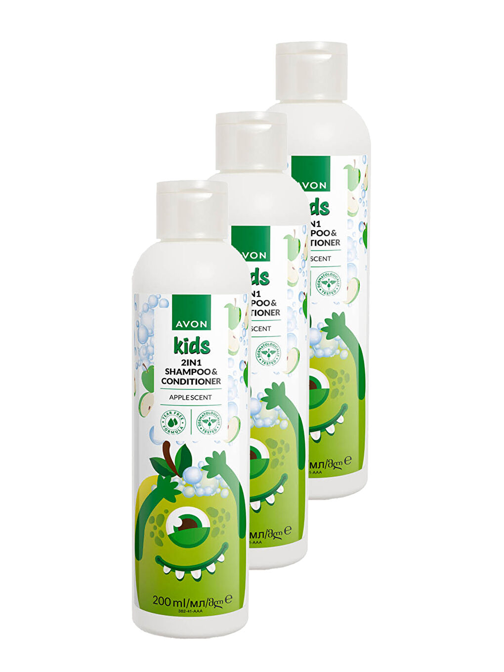 AVON Kids 2 si 1 Arada Çocuklar İçin Elma Kokulu Şampuan ve Saç Kremi 200 Ml. Üçlü Set