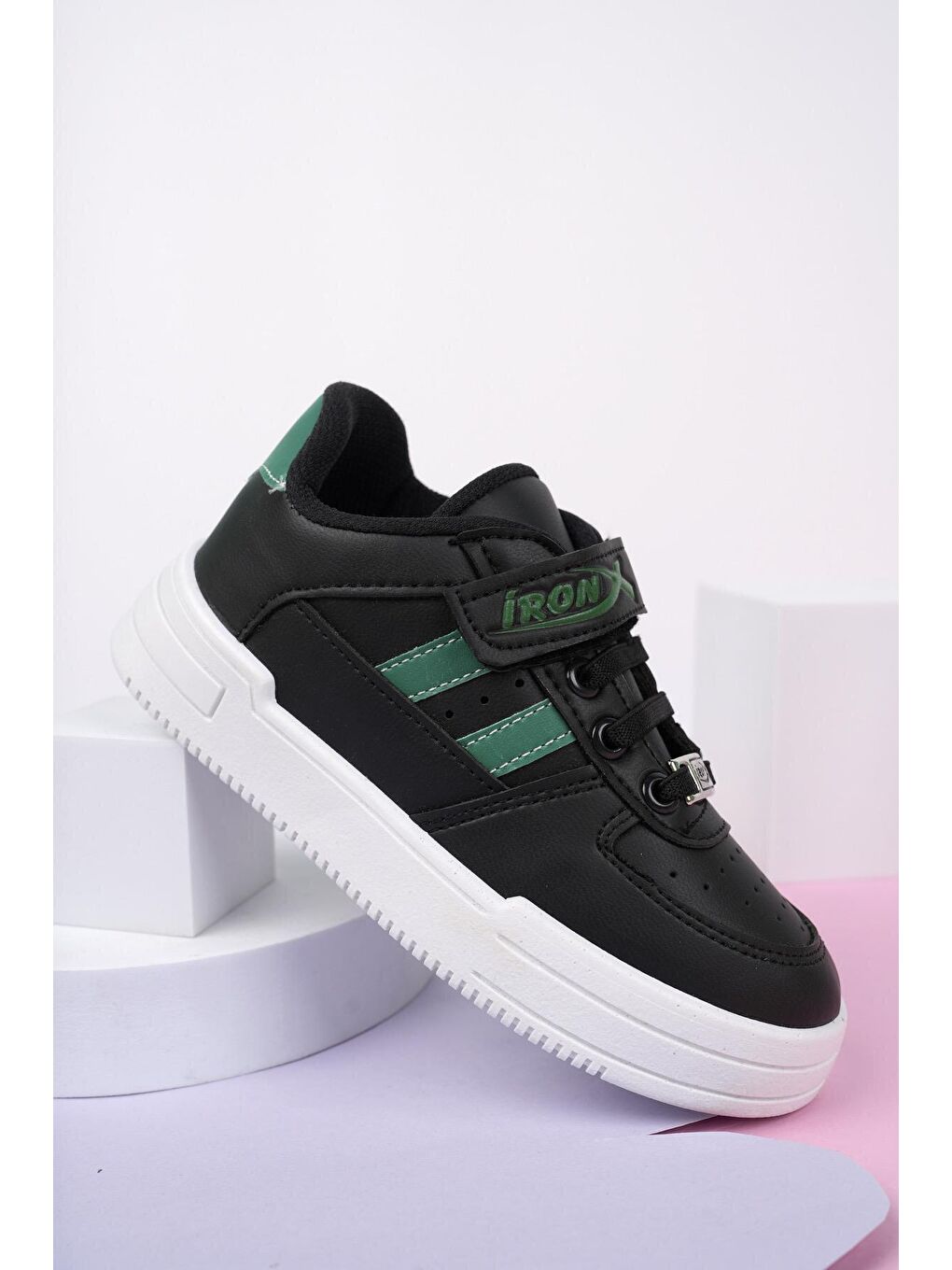 Muggo Yeşil Kai Günlük Unisex Çocuk Lastikli ve Cırtlı Rahat Sneaker Spor Ayakkabı - 1