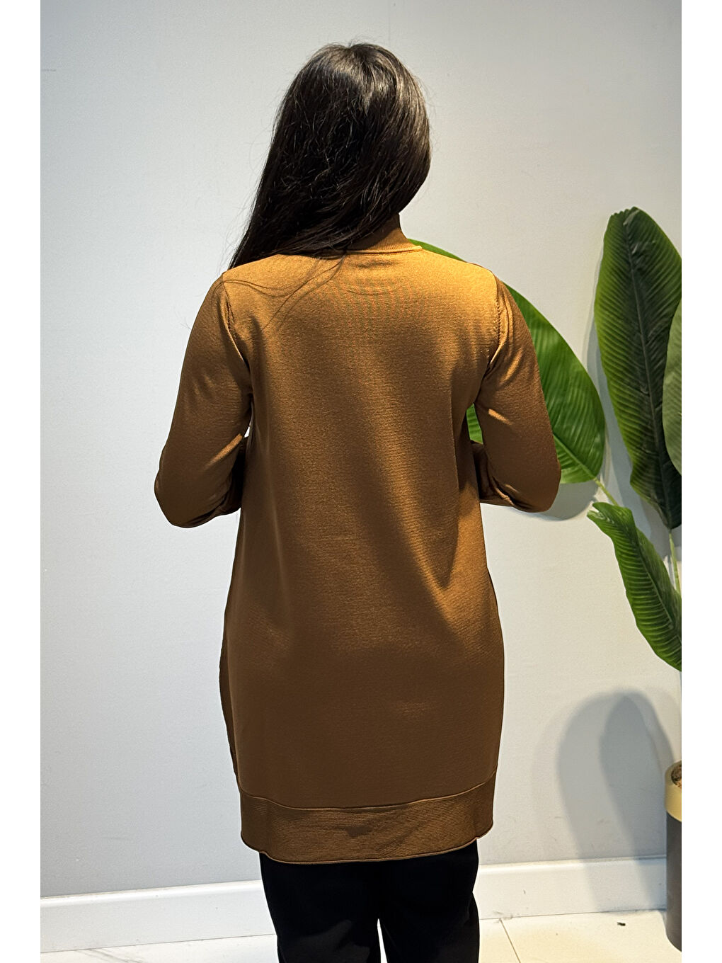 Kahverengi Düğme Detay Triko Tunik 34120 Kiremit-2