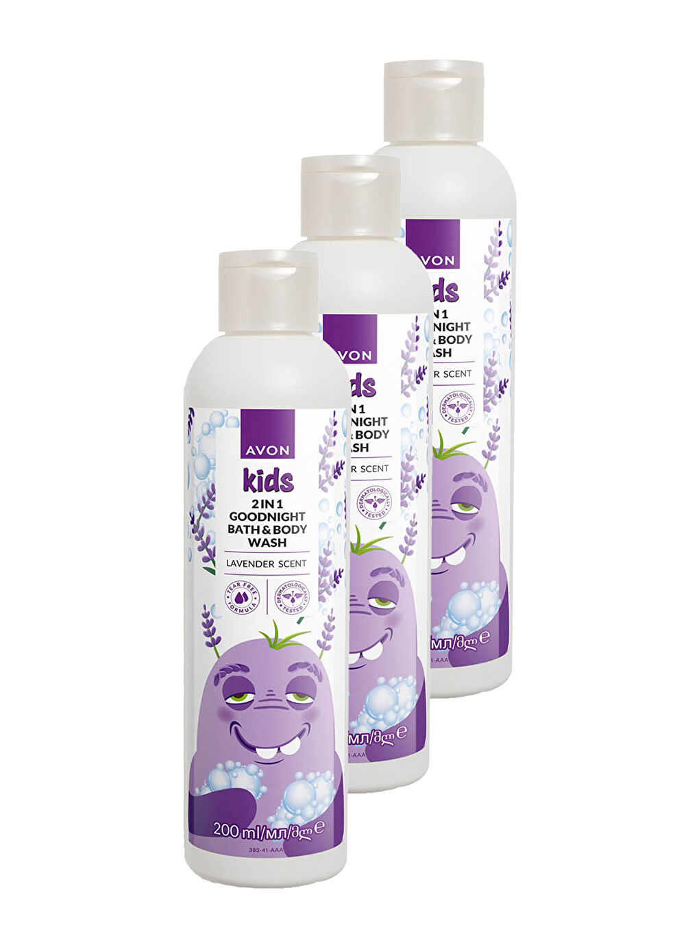 AVON Renksiz Kids 2 si 1 Arada Çocuklar İçin Lavanta Kokulu Banyo ve Vücut Yıkama 200 Ml. Üçlü Set