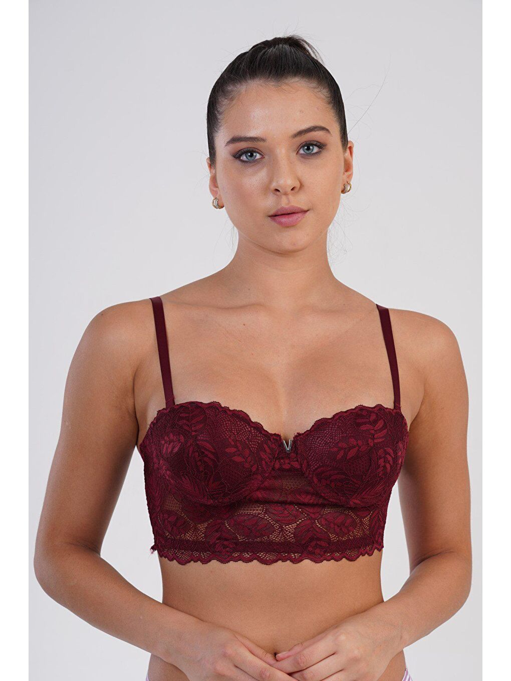 Destekli Straplez Bralet Sütyen C13022 Bordo