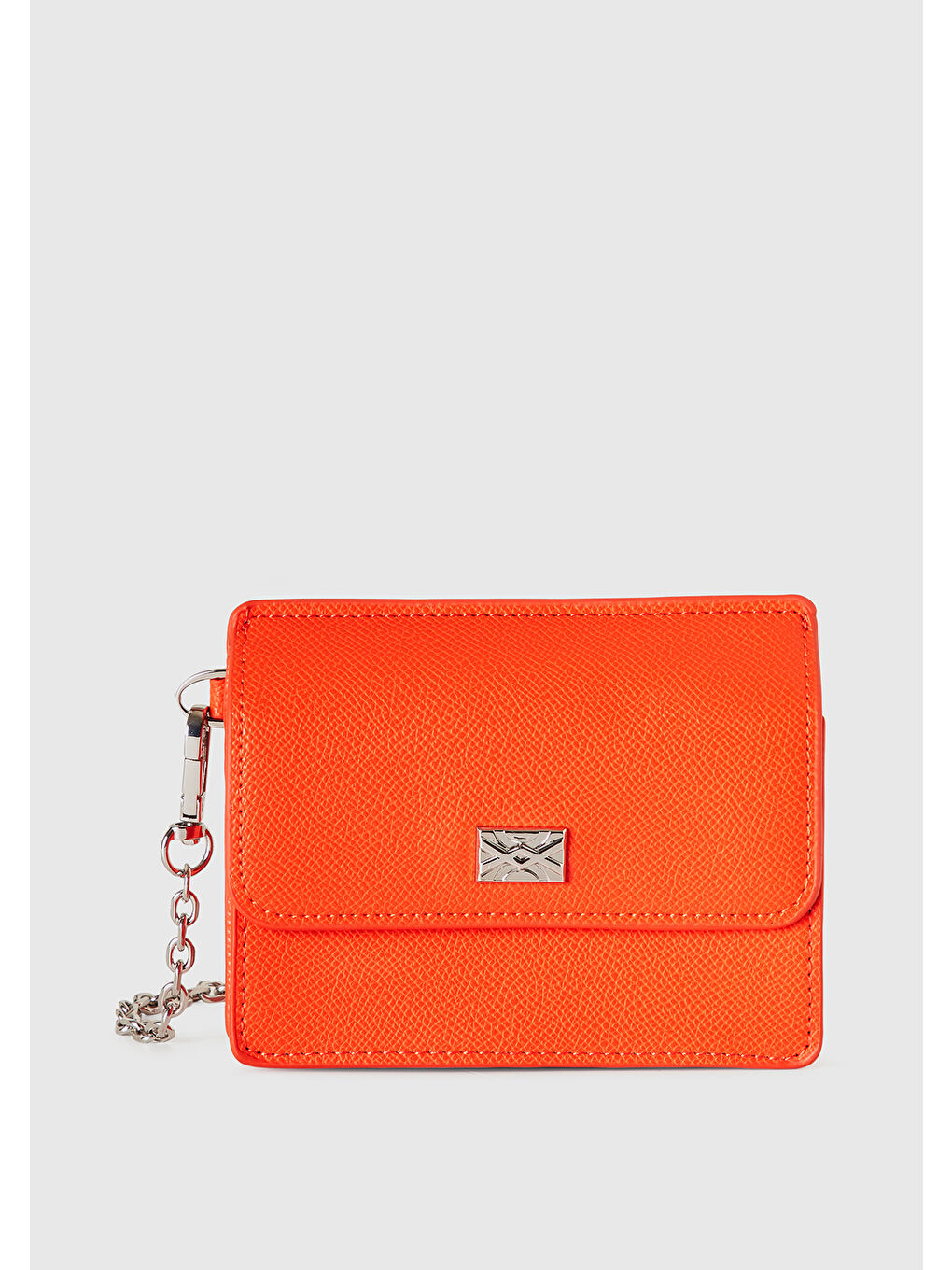 Kadın Kırmızı Yarım Logo Baskılı Kartlıklı Deri Görünümlü  Mini Cüzdan