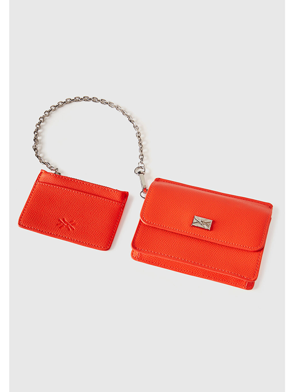 Kadın Kırmızı Yarım Logo Baskılı Kartlıklı Deri Görünümlü  Mini Cüzdan-2