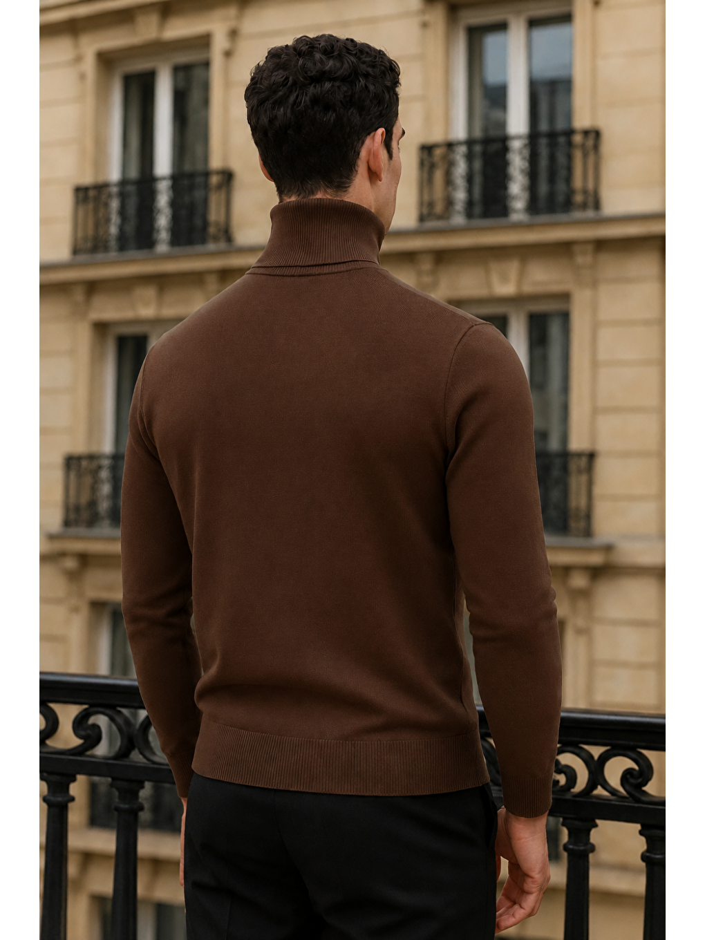 Kahverengi Erkek Uzun Premium Comfort Kahve Kazak-2