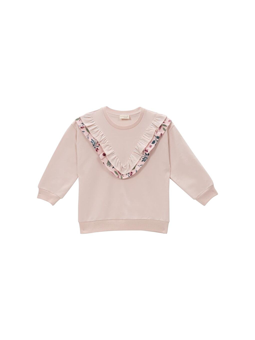 Kız Çocuk Fırfır Detaylı Sweatshirt - Pembe