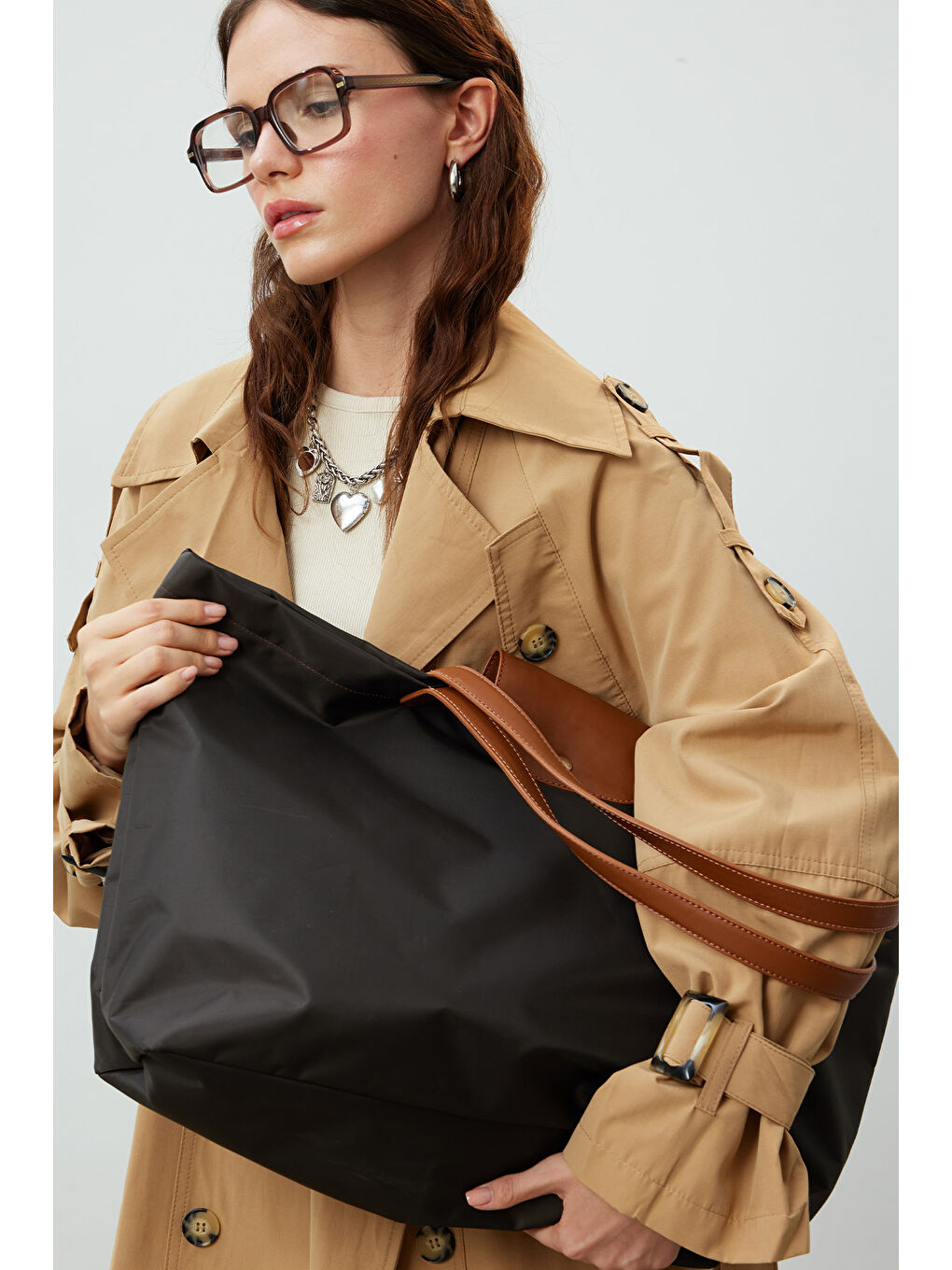 Kahverengi Mari Large Shopper Çanta Acı Kahve-2