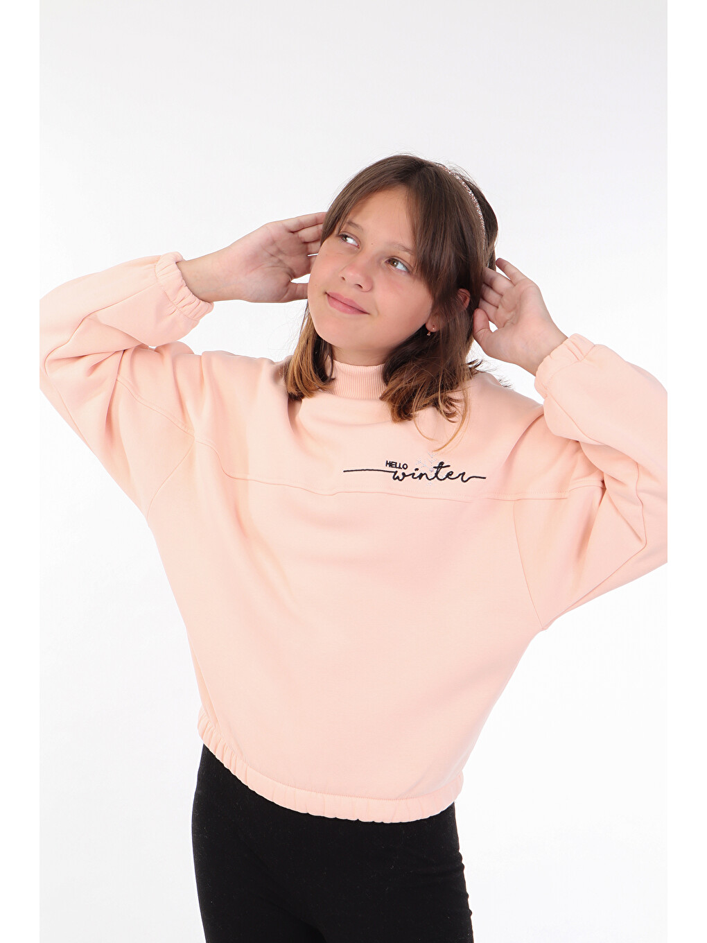 Pembe Kız Çocuk Nakışlı Sweatshirt