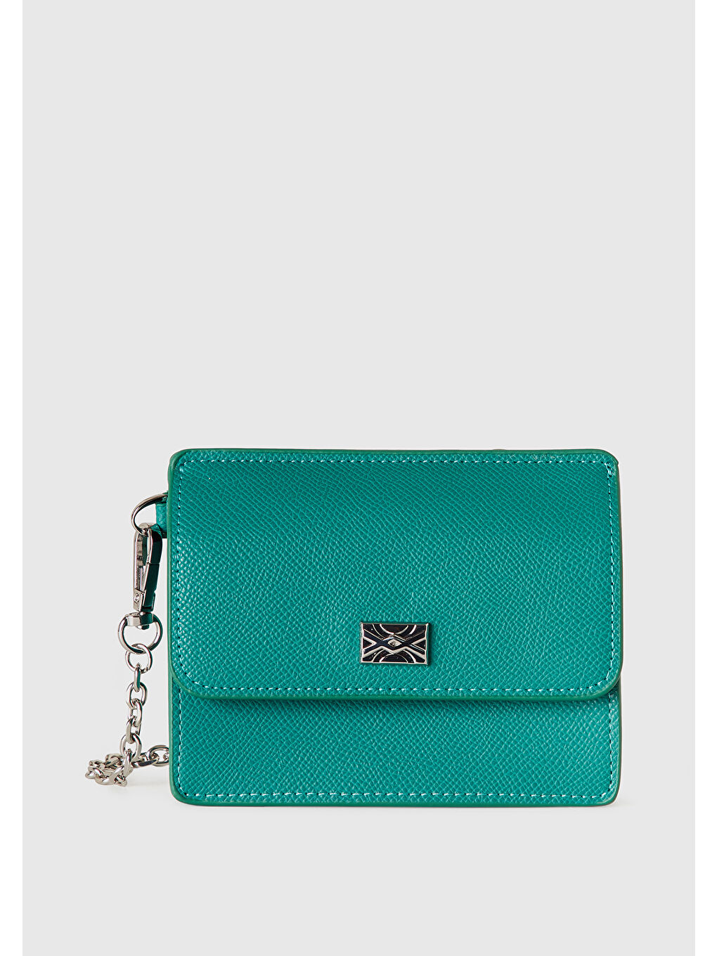 Kadın Yeşil Mix Yarım Logo Baskılı Kartlıklı Deri Görünümlü  Mini Cüzdan