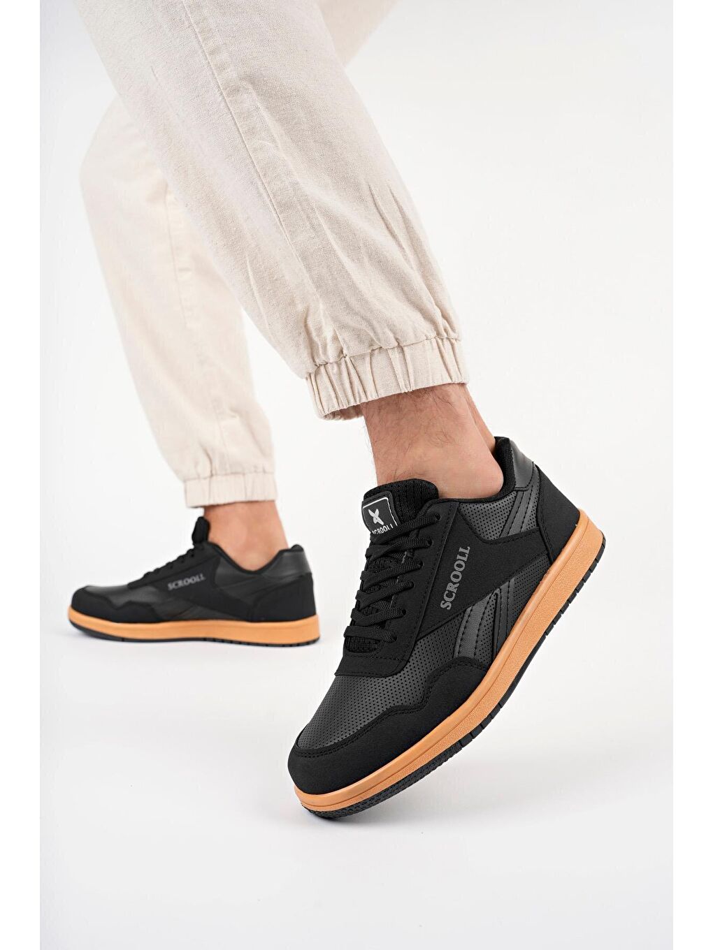 Siyah Barow Unisex Ortopedik Günlük Bağcıklı Yürüyüş Koşu Sneaker Spor Ayakkabı