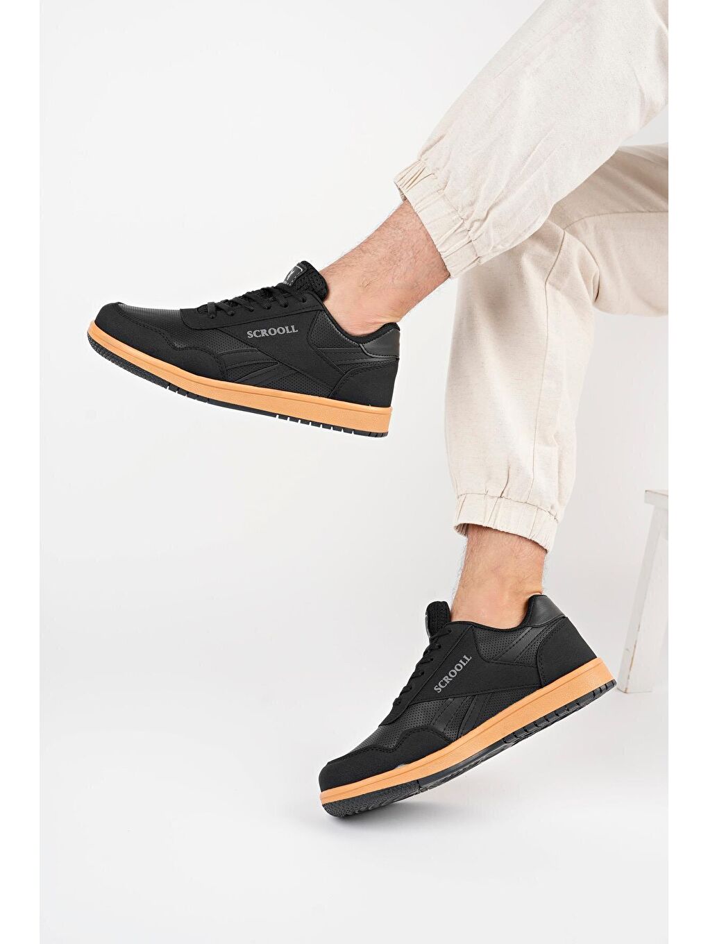 Siyah Barow Unisex Ortopedik Günlük Bağcıklı Yürüyüş Koşu Sneaker Spor Ayakkabı-1