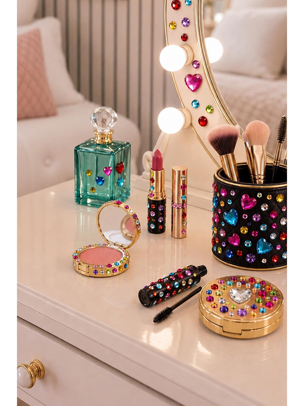 Bedazzle Renkli Kalp Ve Geometirk Desenli Sticker-2
