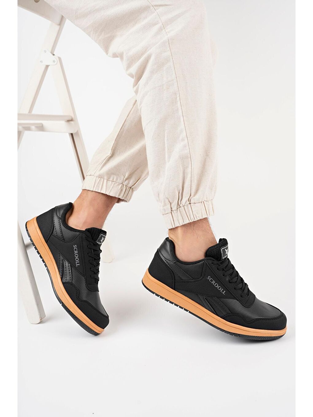 Siyah Barow Unisex Ortopedik Günlük Bağcıklı Yürüyüş Koşu Sneaker Spor Ayakkabı-2