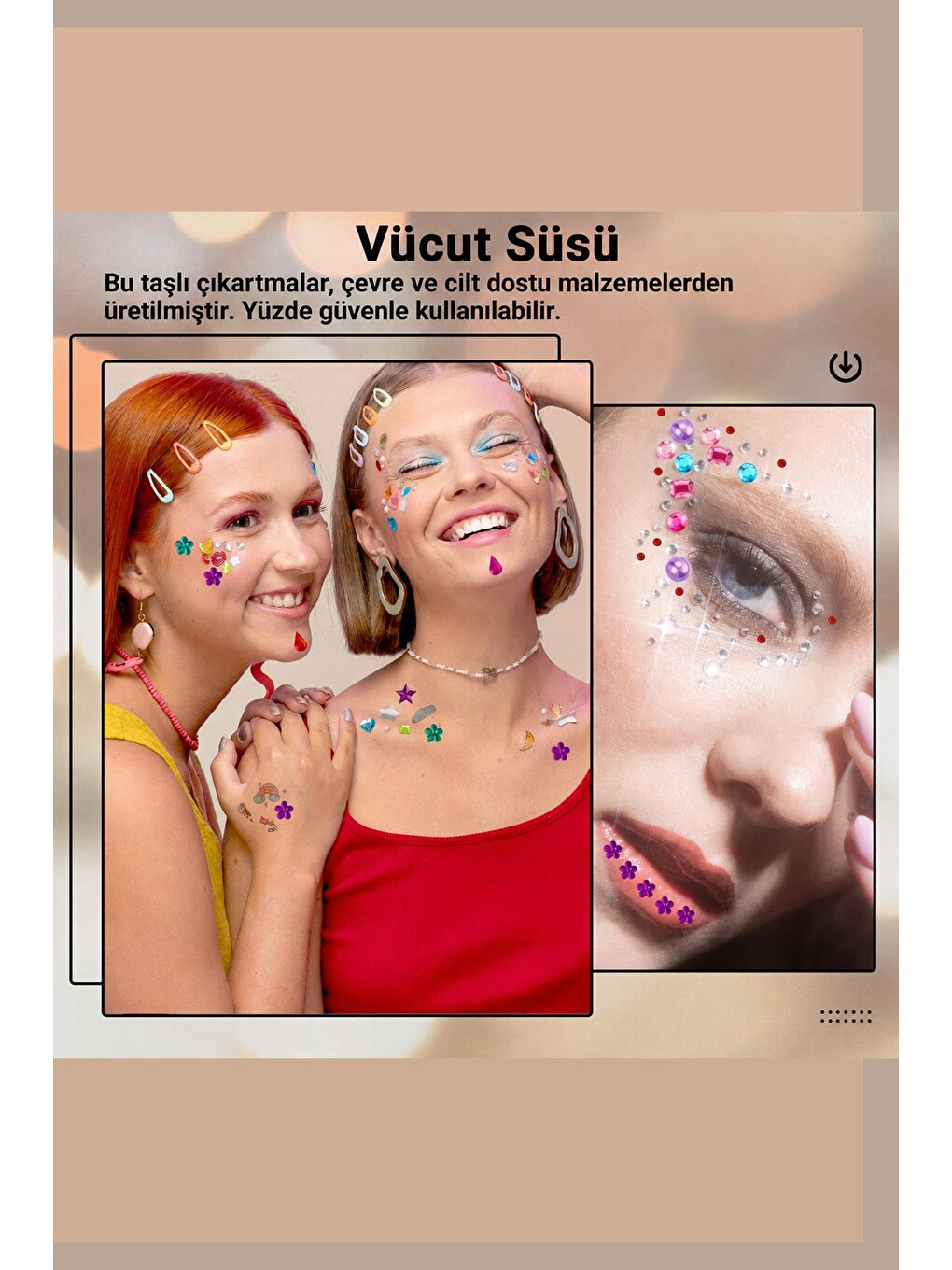 Bedazzle Renkli Kalp Ve Geometirk Desenli Sticker-3