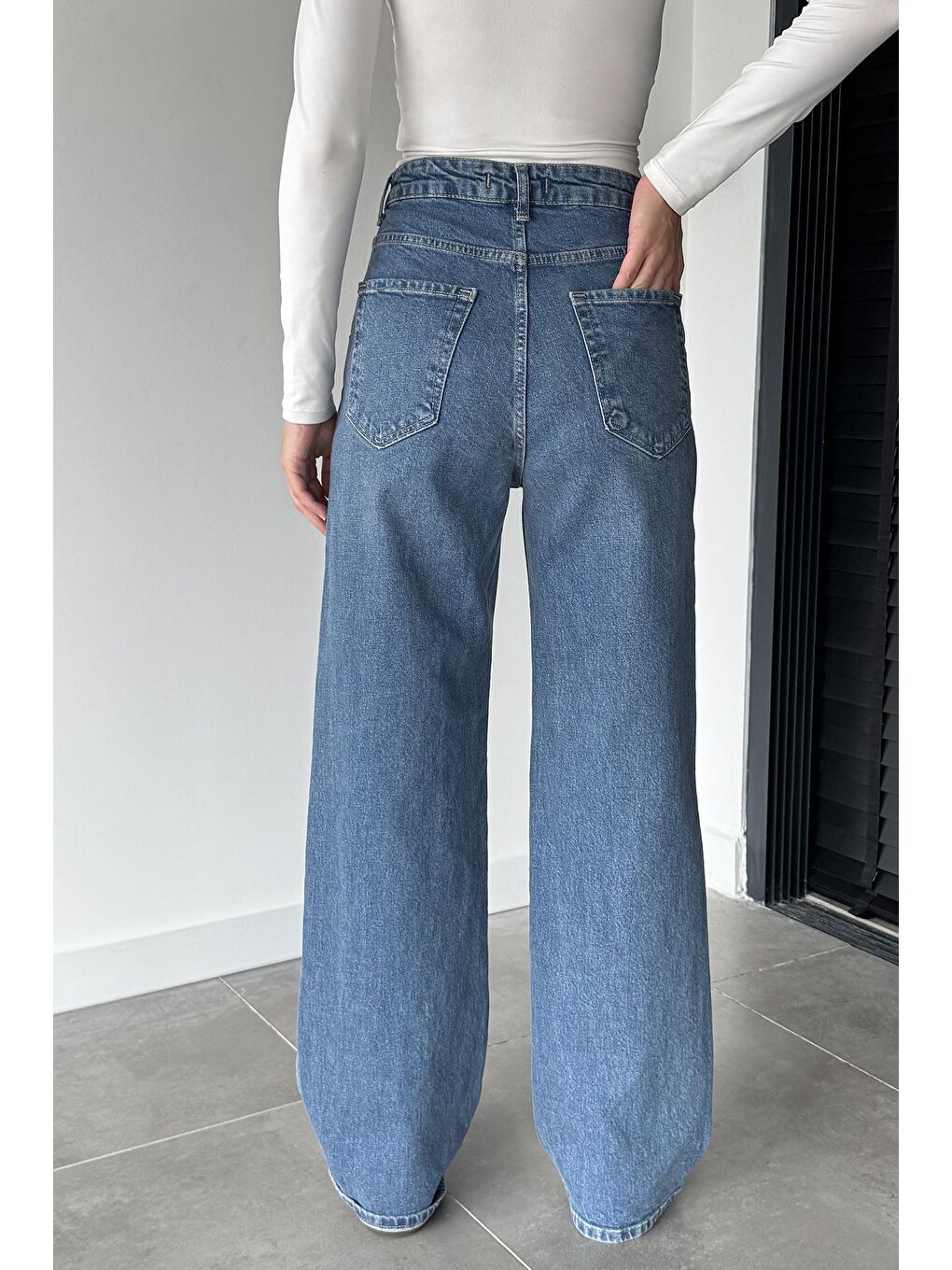 Mavi Kadın Yüksek Bel Palazzo Jean Jean Pantolon-1