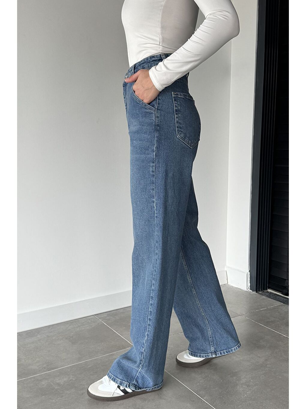 Mavi Kadın Yüksek Bel Palazzo Jean Jean Pantolon-3