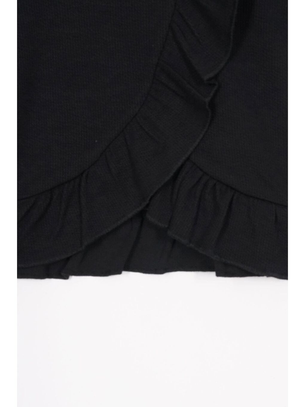 Bisiklet Yaka Uzun Kol Fırfır Detaylı Siyah Renk Kız Çocuk İkili Takım-2