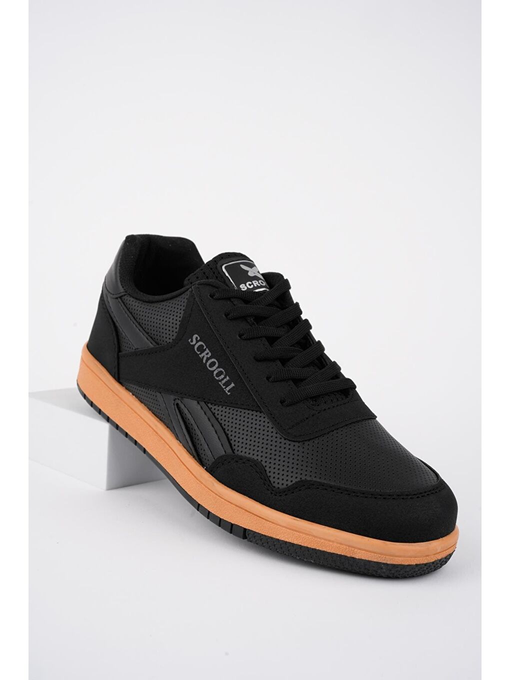 Siyah Barow Unisex Ortopedik Günlük Bağcıklı Yürüyüş Koşu Sneaker Spor Ayakkabı-4