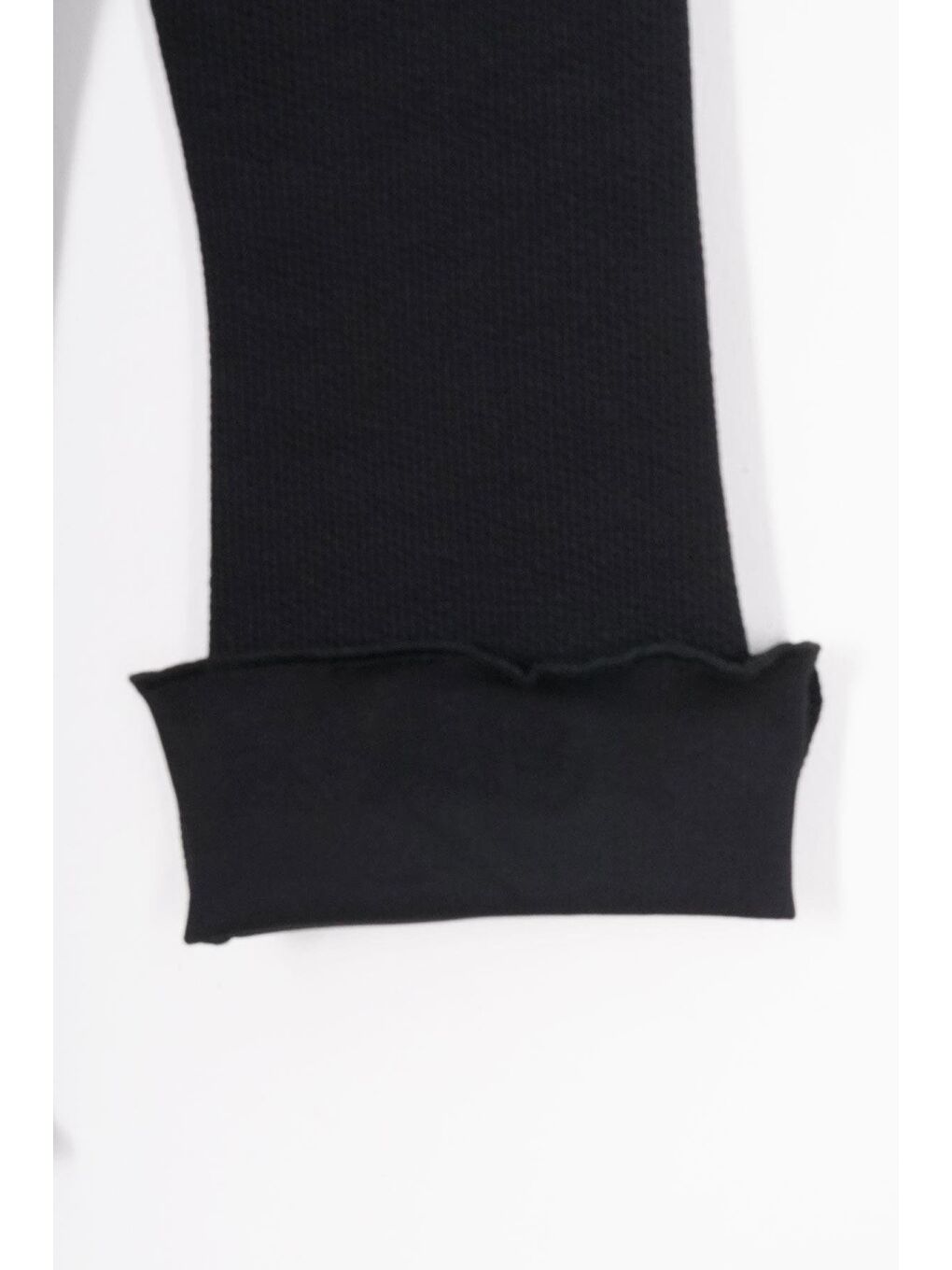 Bisiklet Yaka Uzun Kol Fırfır Detaylı Siyah Renk Kız Çocuk İkili Takım-6