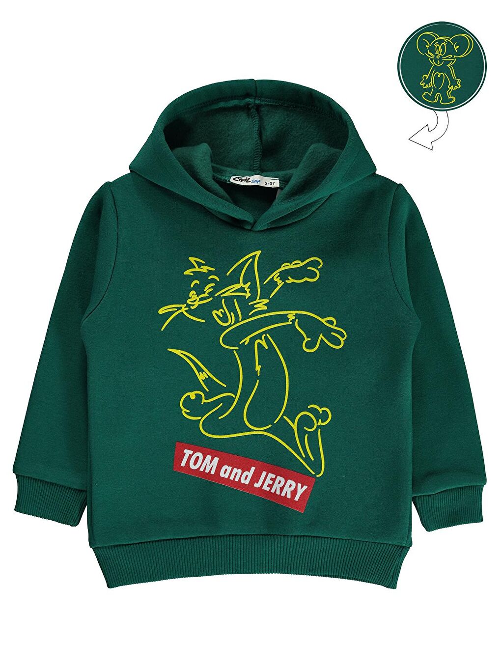 Tom And Jerry Baskılı Erkek Çocuk Sweatshirt 2-5 Yaş Çam Yeşili