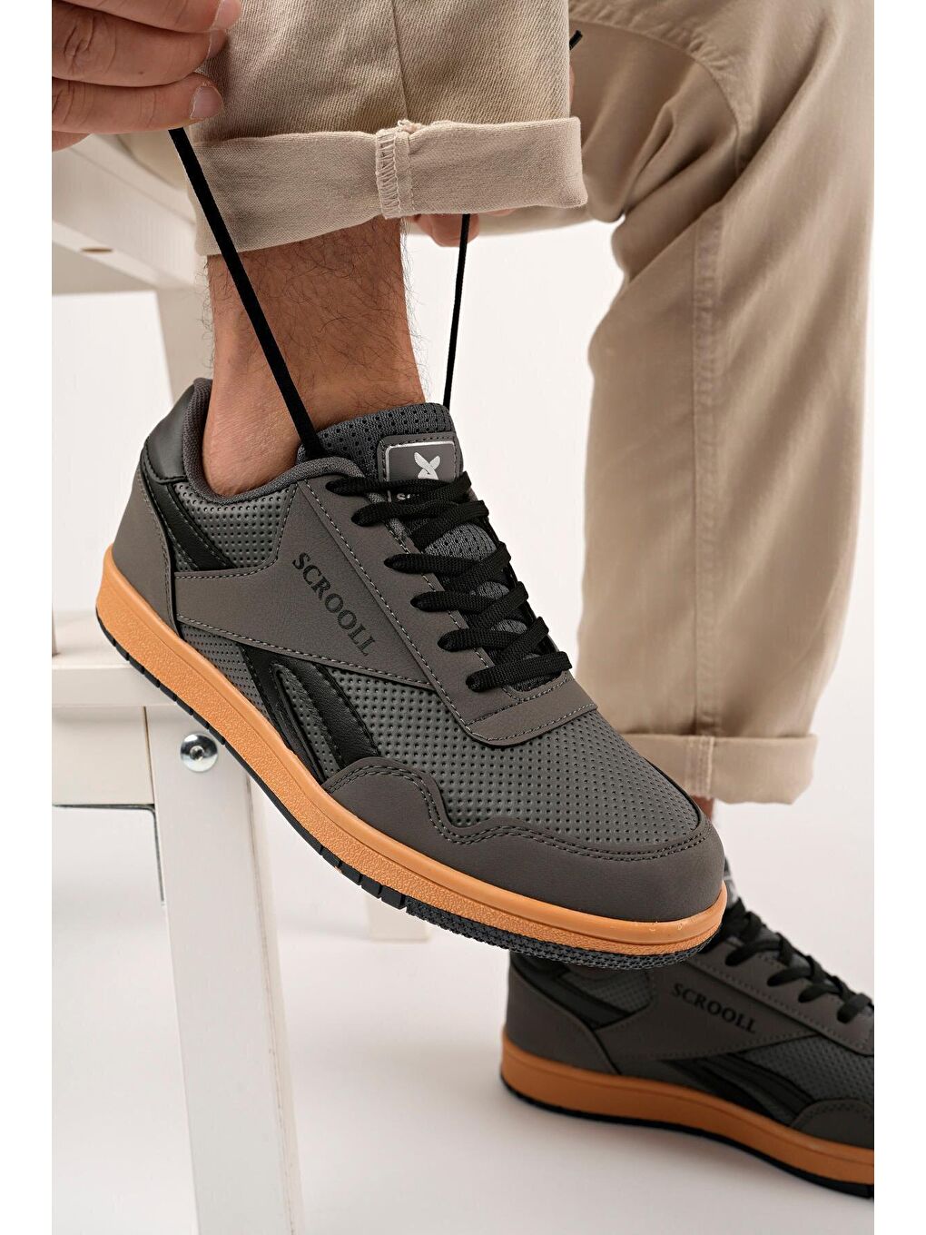 Gri Barow Unisex Ortopedik Günlük Bağcıklı Yürüyüş Koşu Sneaker Spor Ayakkabı