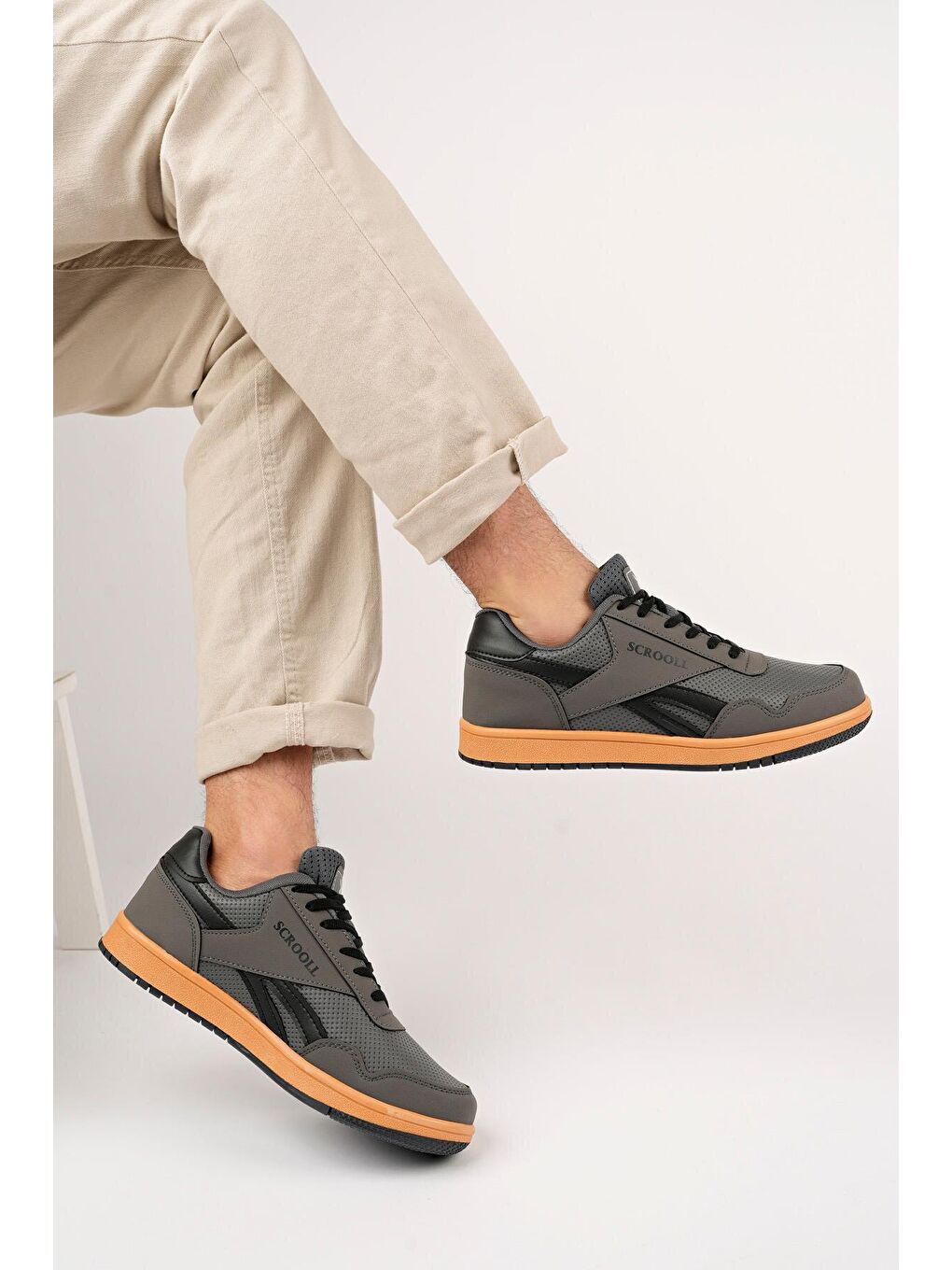 Gri Barow Unisex Ortopedik Günlük Bağcıklı Yürüyüş Koşu Sneaker Spor Ayakkabı-1