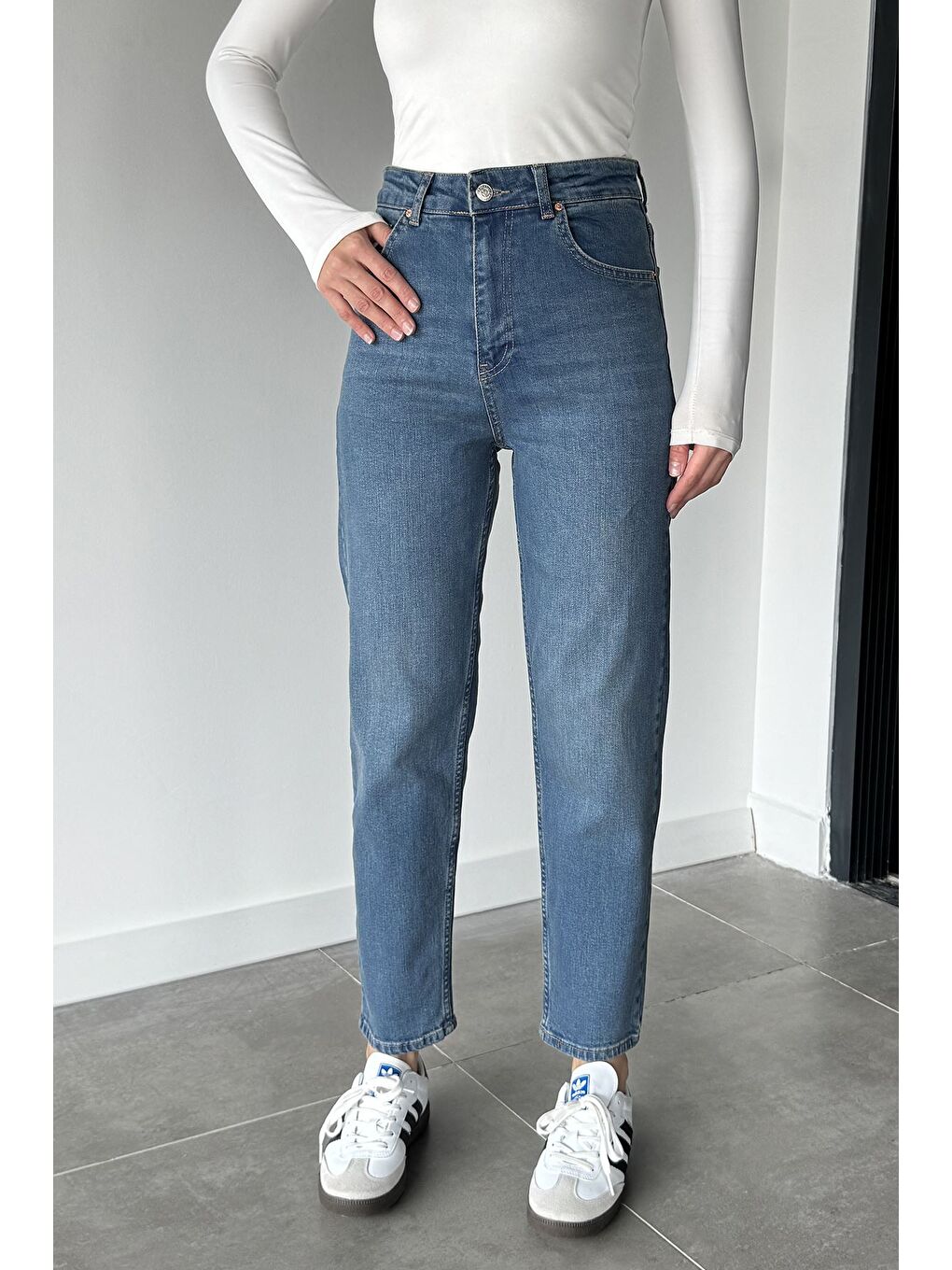 Mavi Kadın Yüksek Bel Mom Jean Jean Pantolon-2