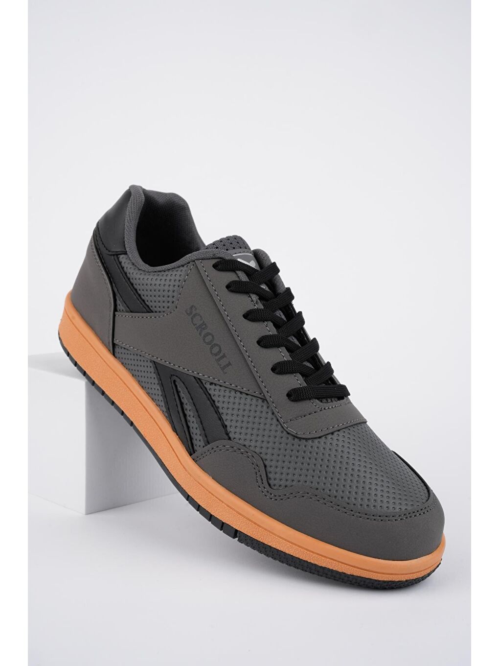 Gri Barow Unisex Ortopedik Günlük Bağcıklı Yürüyüş Koşu Sneaker Spor Ayakkabı-4