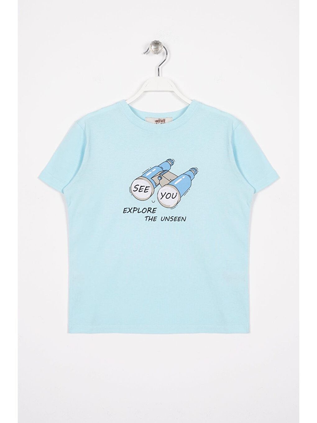 See You Baskılı Buz Mavisi Renk Erkek Çocuk Tshirt